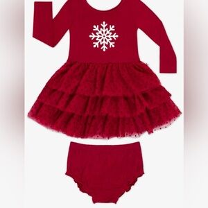 Little Sleepies Bamboo Snowflake Tiered Tutu Dress with Bloomer 12-18 months
